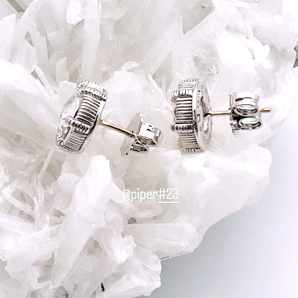 EUC Judith Ripka JR TWO Clear Quartz Doublet Eclipse Stud Earrings - Picture 5 of 13